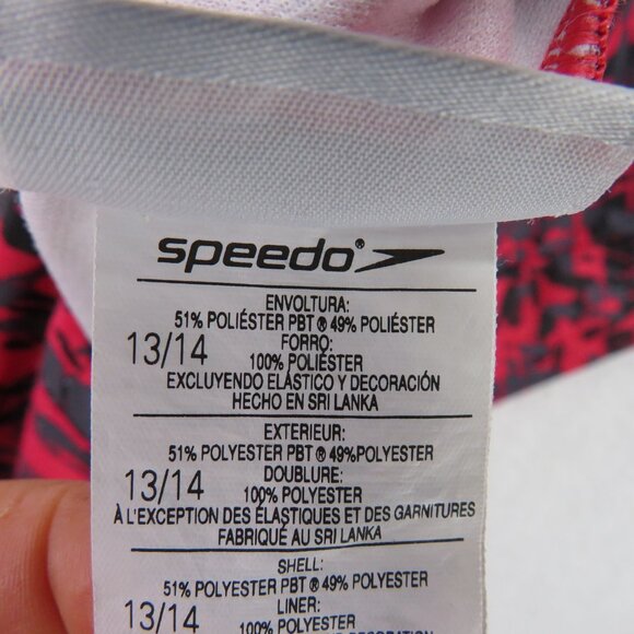 Speedo One Piece Swimsuit Girls 13/14 Racerback Abstract Print Poly Swim‎ Suit - Picture 6 of 10